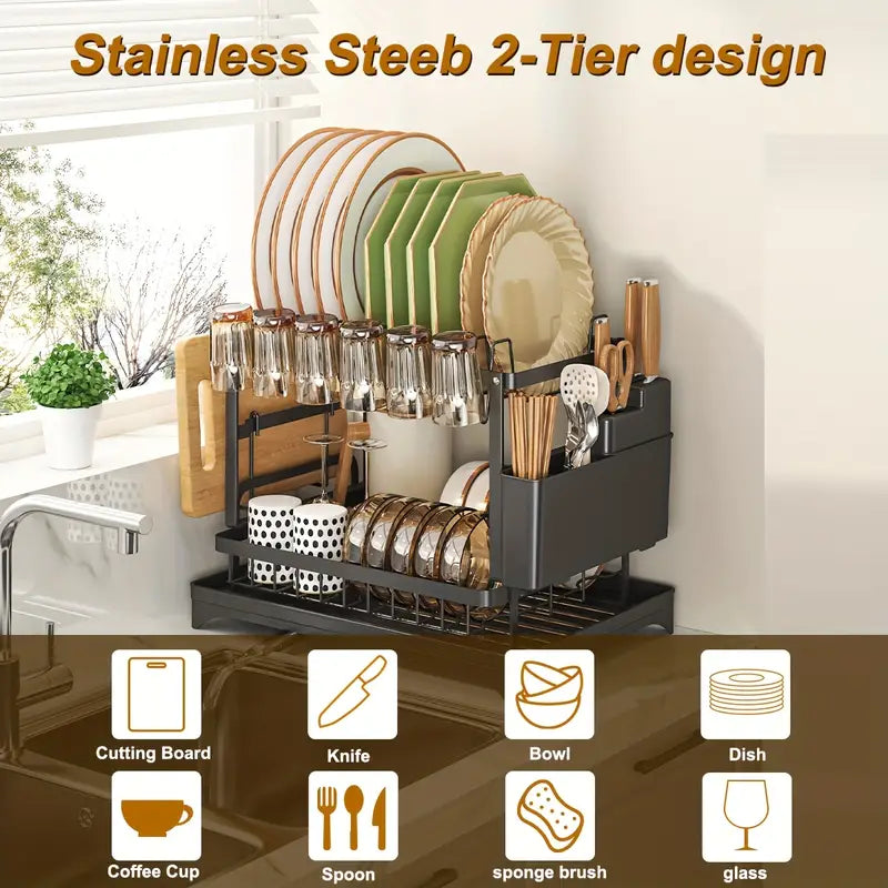 Diskställ™ – Premium 2-Lagers Diskställ med Avrinning